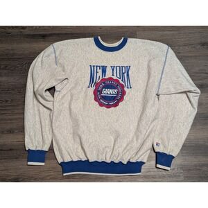 Vintage The Game New York Giants NFL Sweatshirt Mens XXL Gray Blue Embroidered